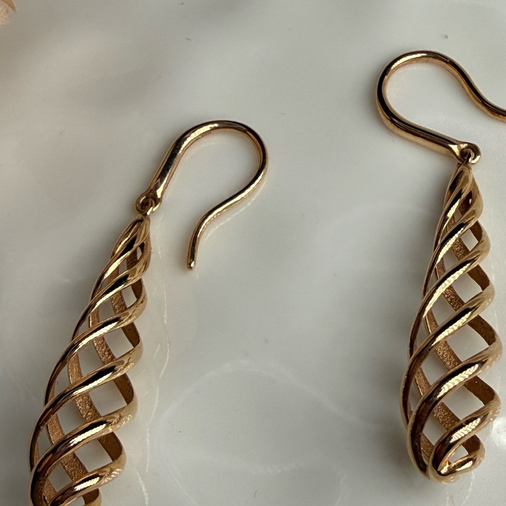 Tiffany & Co Paloma Picasso Luce Spiral Drop Earrings 18K Gold 750 Italy - Picture 3 of 5